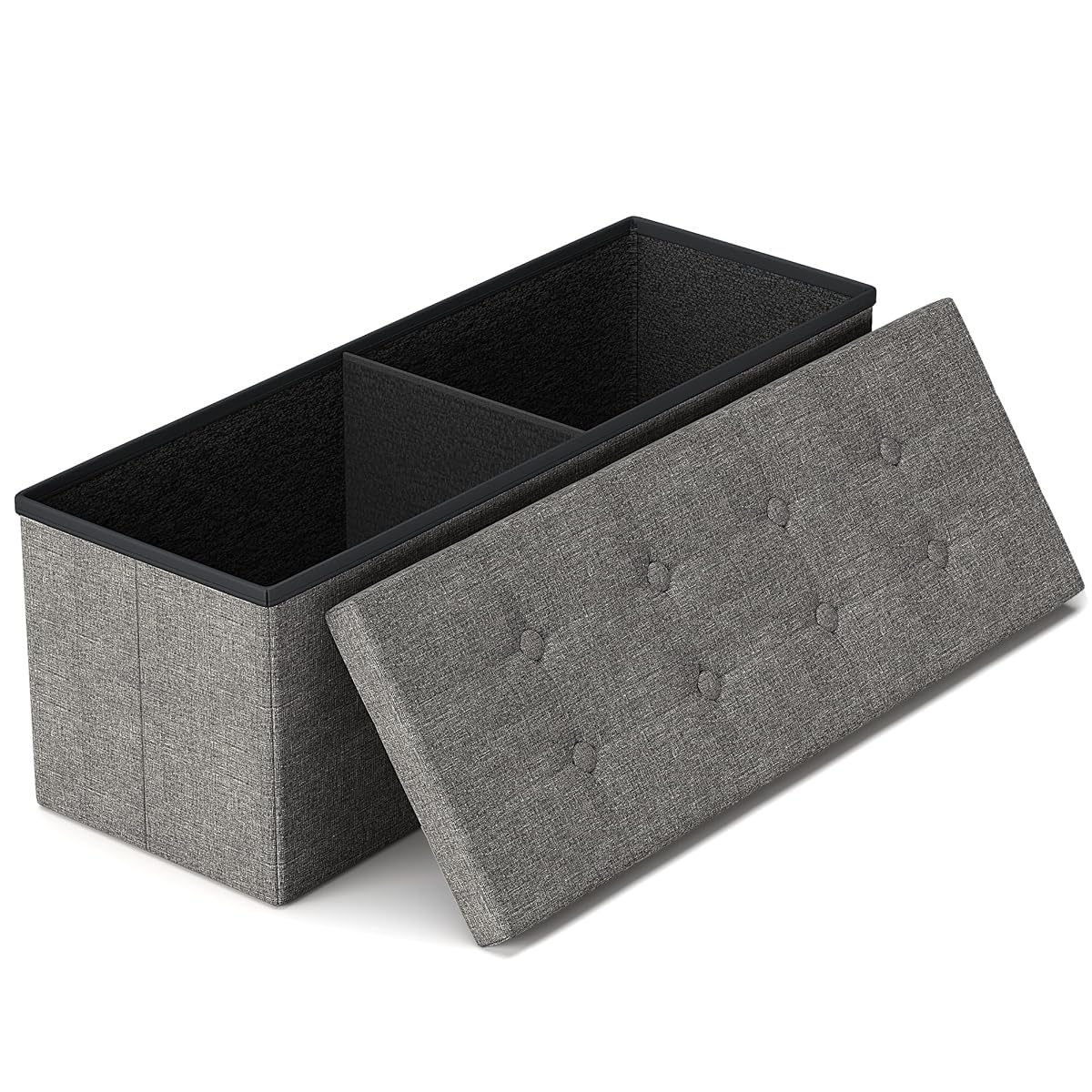 43.3 inches Folding Storage Ottoman Bench Storage Chest Footrest for Bedroom, Entryway and Living Room, Holds up to 660 lb Dark Grey