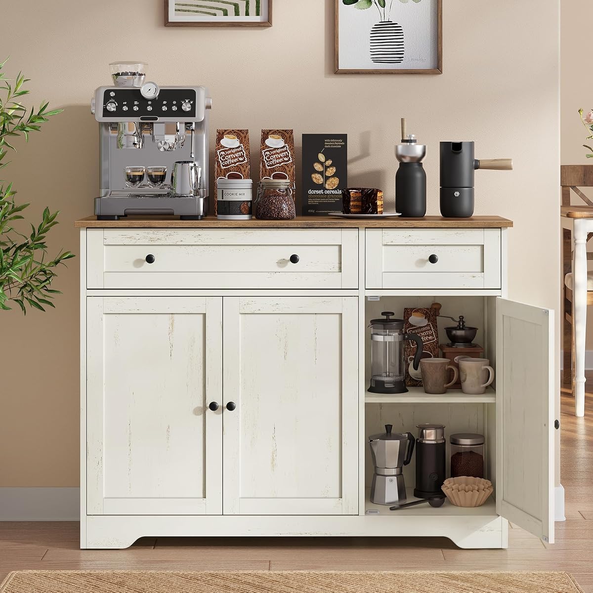 Buffet Cabinet, Sideboard, 3 Doors, 42.1 x 15.8 x 31.8 Inches