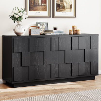 60" Sideboard Buffet Cabinet with Adjustable Shelves Storage,Black