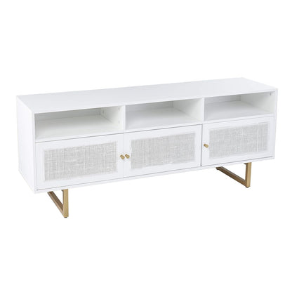Mursley Media Cabinet with Storage - Transitional Design, White Rattan - Ideal for Living Room, Family Room (MS1094913)