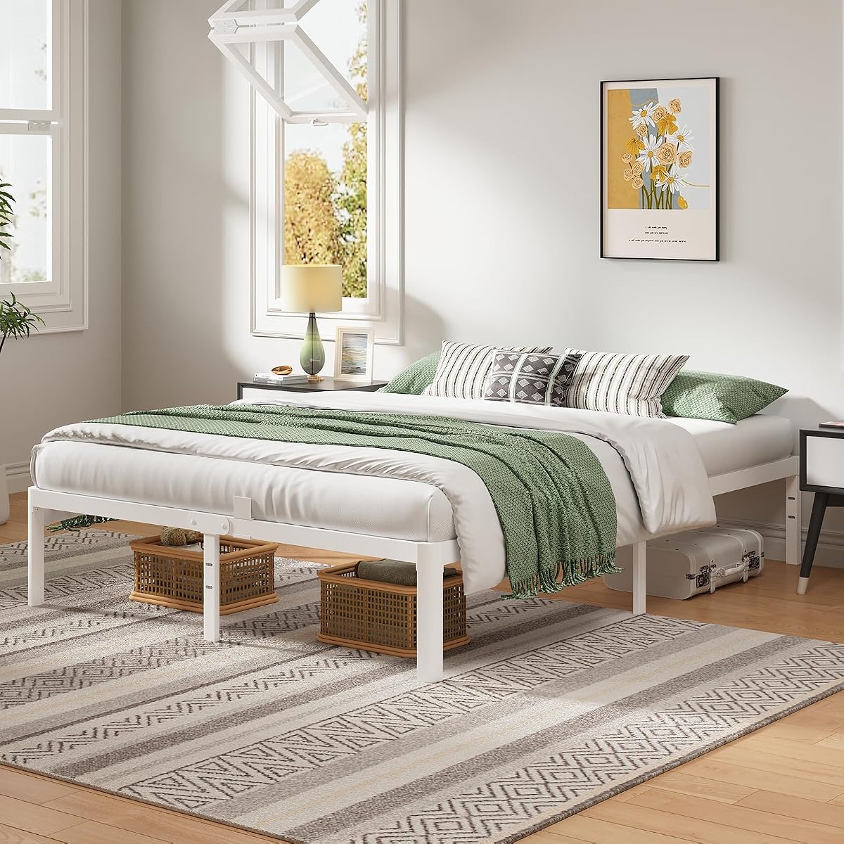 Full Metal Bed Frame with Round Corner Legs