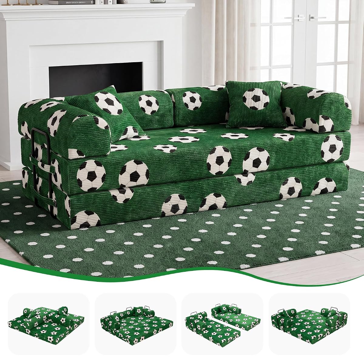 79" Convertible Sofa Bed, 6-in-1 Futon Sofa Boneless Couch in a Box
