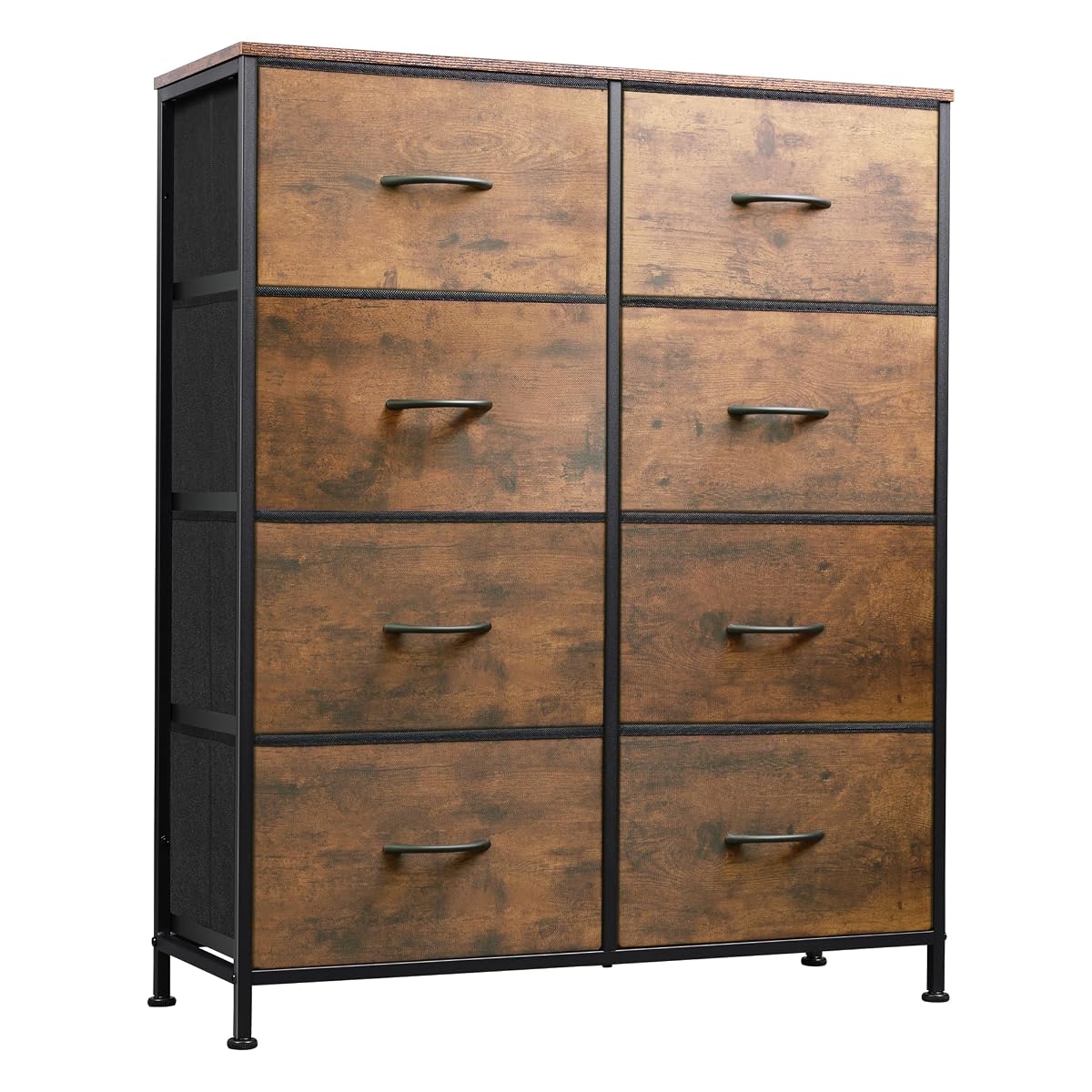 8 Drawer Fabric Dresser for Bedroom, Tall Storage Tower, Rustic Brown