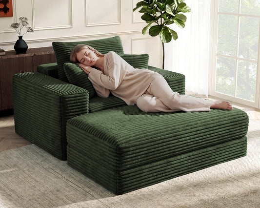60'' Oversized Chaise Lounge Chair Indoor with Ottoman