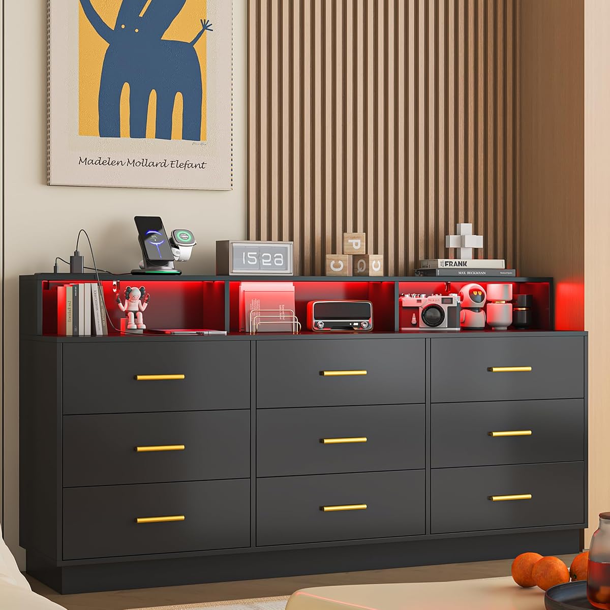 Black 9 Drawer Dressers for Bedroom