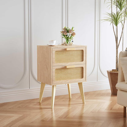 Rattan Nightstand, Natural End Table, Bedside Table