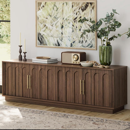 67" Mid Century Modern TV Stand for 75 Inch TV, Walnut