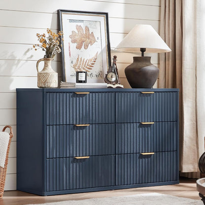 Fluted 6 Drawers Dresser for Bedroom