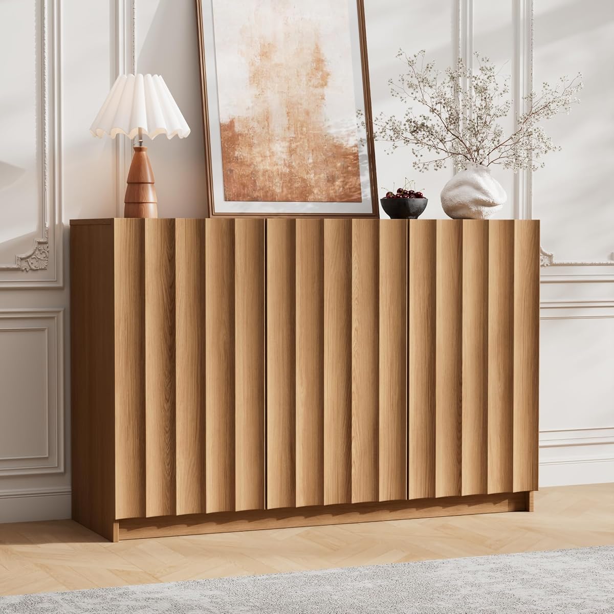 Fluted Sideboard Buffet Cabinet with Storage
