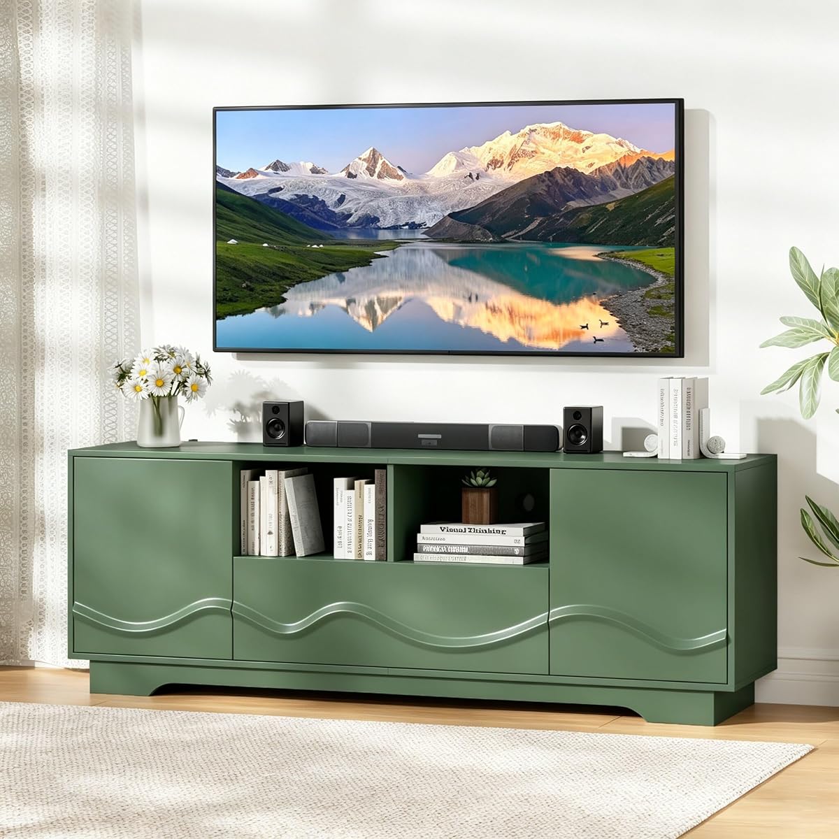 Mid Century Modern TV Stand for 65 Inch TV