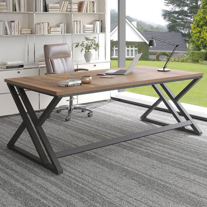 Rustic Large Computer Desk, 79" Extra Long Industrial Home Office Desk