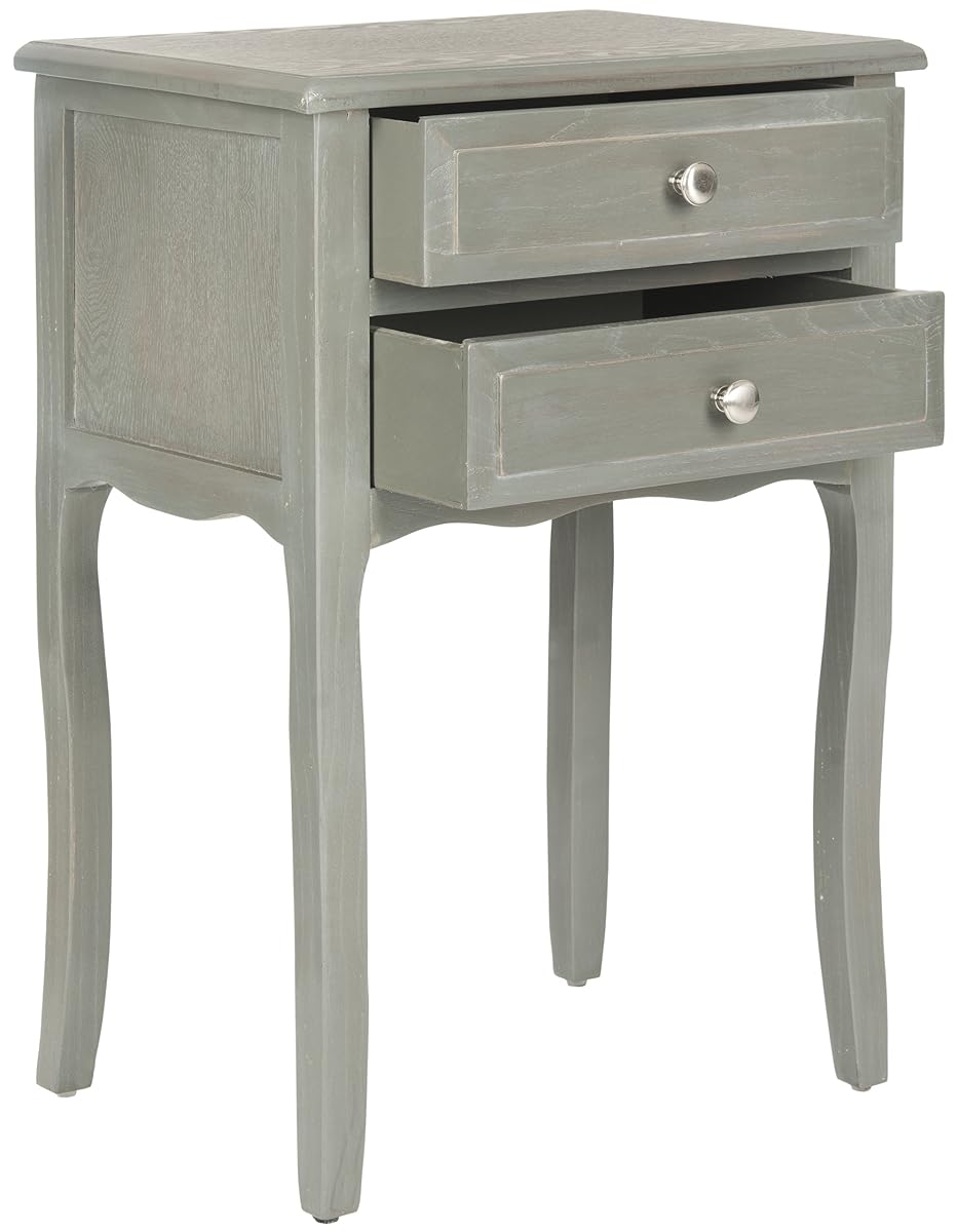SAFAVIEH Furniture - Lori 2-Drawer End Table - Ash Grey - Solid Wood - Farmhouse Classic Design - Ideal for Living Room, Entryway, Home Office, 18.1" W x 13" D x 26.8" H - Fully Assembled (AMH6576B)