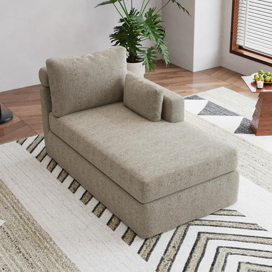 Chaise Lounge with Right Armrest 31.89" Upholstered Modern Lounge Couch Sleeper