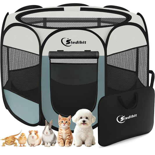 Dog Cat Playpen, Puppy Pet Playpen Indoor for Small Dog Crate Tent Cage Outdoor
