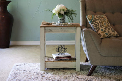 White combo end table