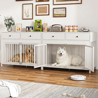 44 Inch Large Dog Crate Furniture with Storage Drawers