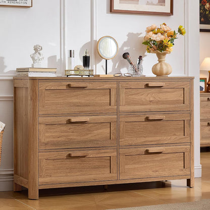 Farmhouse 6 Drawer Dresser for Bedroom, Brown