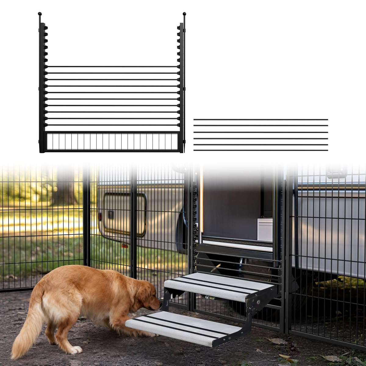 RV Step Grid, Dog Barrier for RV Stairs Up to 32" Wide, Patented