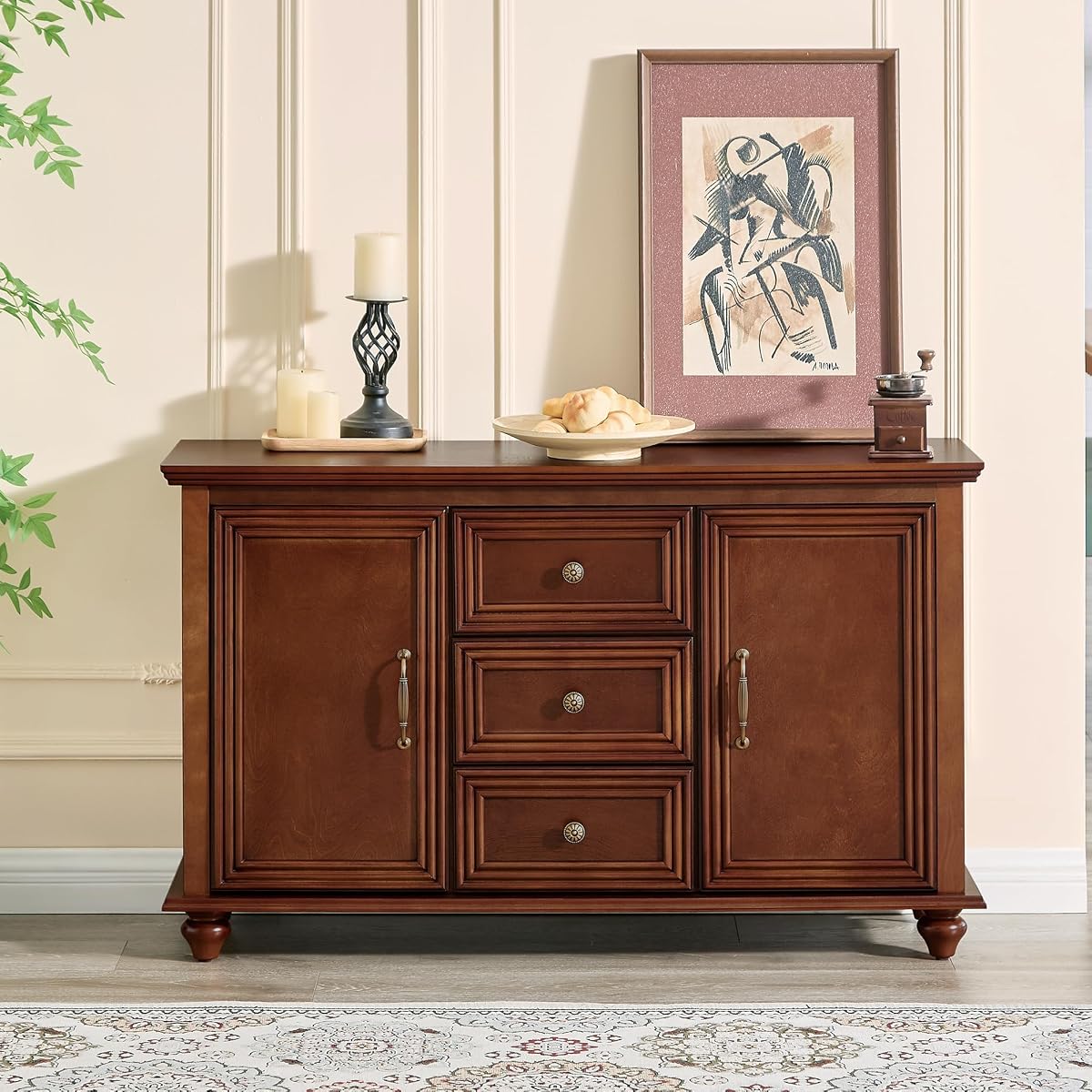 47" Wood Sideboard Buffet Cabinet with Storage