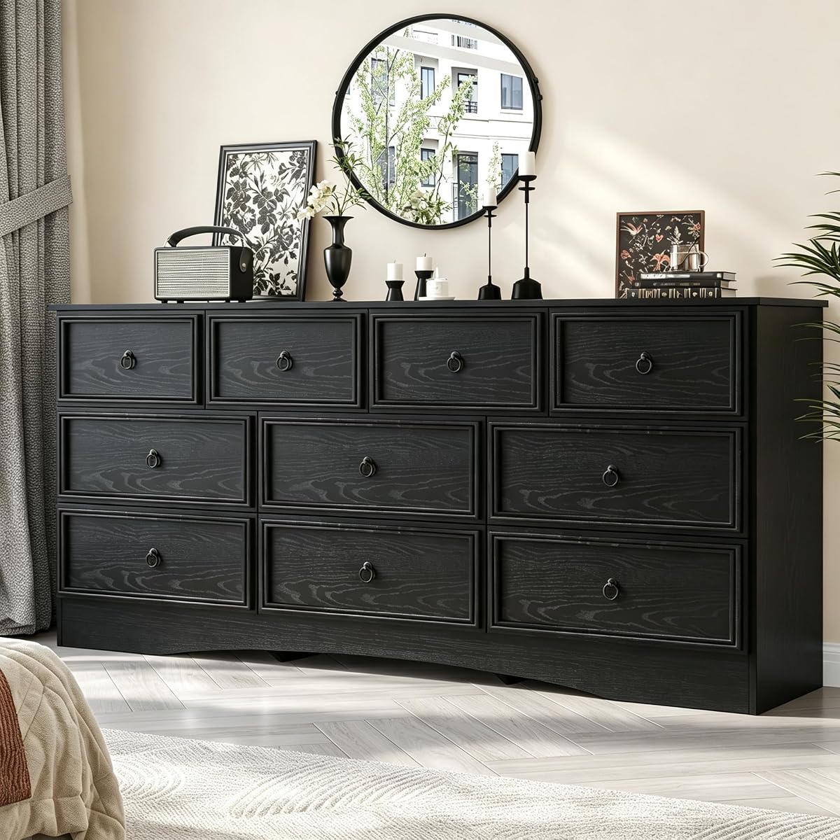 10-Drawer Dresser, Modern Wooden Storage Chest of Drawers, Dresser TV Stand