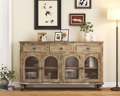 59"Solid Wood Sideboard Buffet Cabinet,Credenza Storage with Drawers