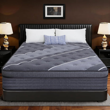 Queen Mattress 12 Inch, Hotel Style Luxury Hybrid Mattress in a Box