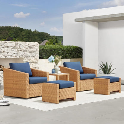 CHITA 5 Pieces Swivel Wicker Patio Furniture Set, Outdoor Conversation Set | All-weather Resin Wicker, 360° Swivel Chairs, 5.1" Thick Cushion, Olefin Covers, Steel Frame, 350 Lb Chair Capacity