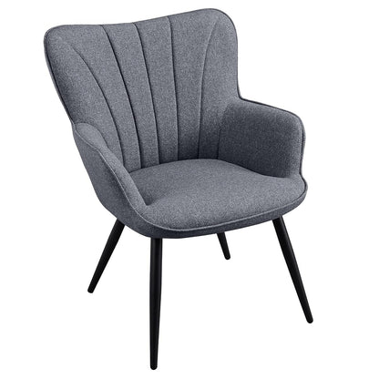 Yaheetech Accent Chair, Modern and Elegant Armchair, Linen Fabric Vanity Chair with Mental Legs and High Back for Living Room Bedroom Office Waiting Room, Grey