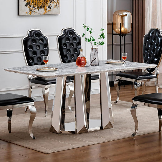 Marble Dining Table for 6 People
