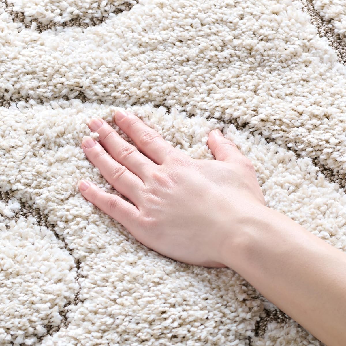 SAFAVIEH Florida Shag Collection Accent Rug - 3'3" x 5'3", Cream & Beige, Scroll Design, Non-Shedding & Easy Care, High-Low Plush Pile, Ideal for Living Room, Bedroom, Dining Space (SG455-1113)