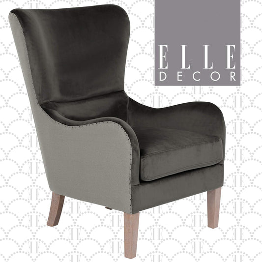 Modern Farmhouse Wingback Chair, Dark Gray/Gray