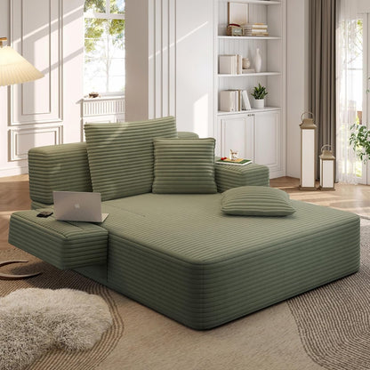 60.2" Oversized Chaise Lounge Chair, Boneless Corduroy Cloud Couch