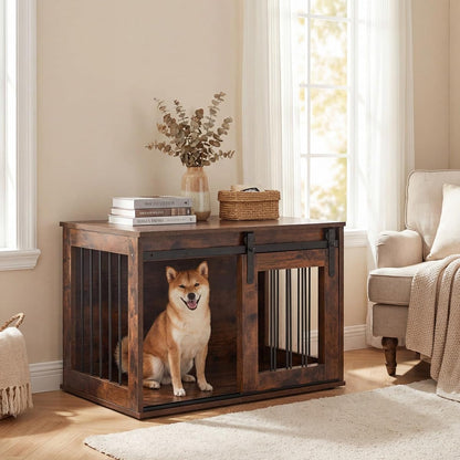 Farmhouse Wooden Dog Crate Furniture