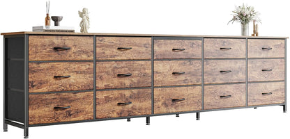 78.7 inch Long Dresser for Bedroom, 15 Drawer Fabric Dresser for Closet