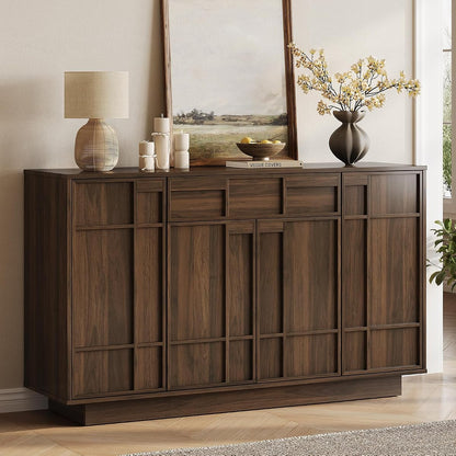 55" Sideboard Buffet Cabinet with Storage Drawer & Built-in Lights