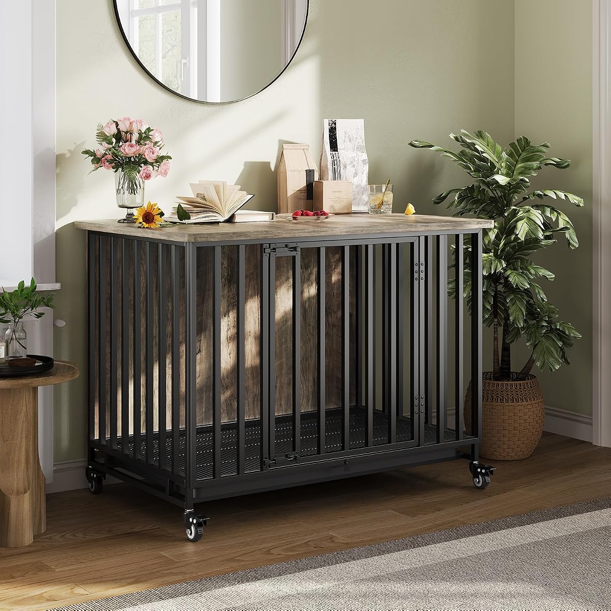 Heavy Duty Dog Crate Furniture with Wheels