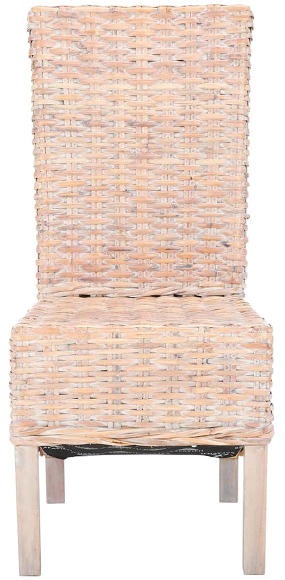 SAFAVIEH Furniture - Pembrooke Side Chair Set of 2-20' Seat Height - White-Washed - Mango Wood - Coastal Rattan Design - Ideal for Dining Room - Fully Assembled (FOX6520C-SET2)
