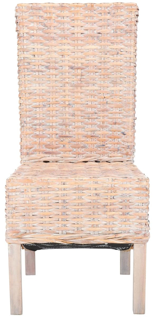 SAFAVIEH Furniture - Pembrooke Side Chair Set of 2-20' Seat Height - White-Washed - Mango Wood - Coastal Rattan Design - Ideal for Dining Room - Fully Assembled (FOX6520C-SET2)