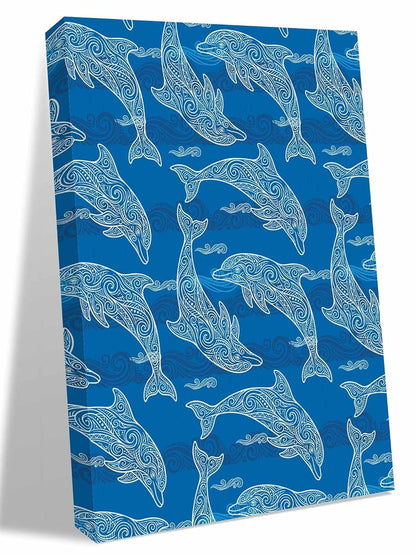 NuYeBiofx Summer Ocean Blue Dolphin Canvas Wall Art Prints,48"x32" Framed Picture Artwork Abstract Waves Texture Printed Canvas Oil Painting for Living Room Bedroom Office,Ready to Hang