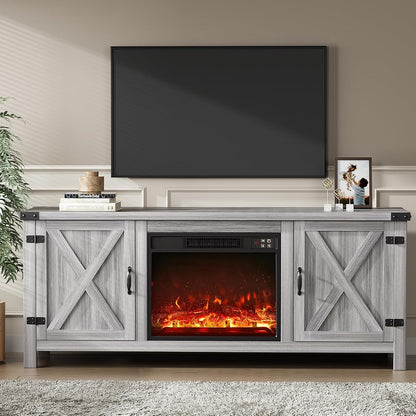 58 Inch Fireplace TV Stand for TVs up to 65 Inch, Gray Wash