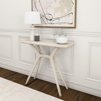 Verso Console Table, 36 Inch Solid Wood Modern Sofa Table, Narrow Entryway Table for Hallway, Behind The Couch, Living Room, Foyer, Coastal White