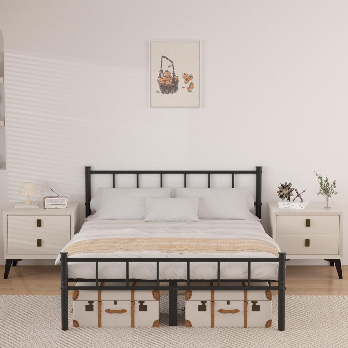 Full Bed Frame with Headboard,Steel Slat Support,Easy Assembly