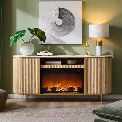 Luxury 70" Fluted Fireplace TV Stand