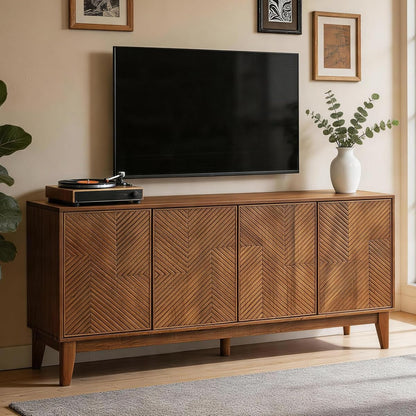 TV Stand with 4 Doors and Adjustable Shelves, Fits TVs up to 55"