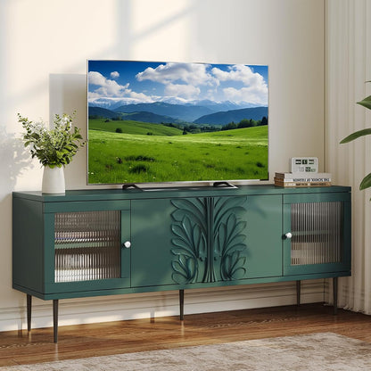 TV Consoles for Living Room with 4 Doors, 75", Green
