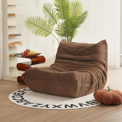 Fireside Chair, Mid Century Armless Floor Sofa, Soft Premium Corduroy Floor Lounge Chair, Foam Sofa Accent Chair for Living Room Bedroom and Office， Brown Sugar