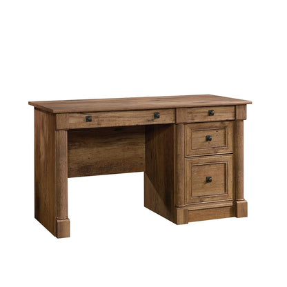 Palladia Computer Desk with Drawers, Home Office Desk with File Cabinet Storage Drawer, Cable Management, Keyboard Tray, in Vintage Oak finish