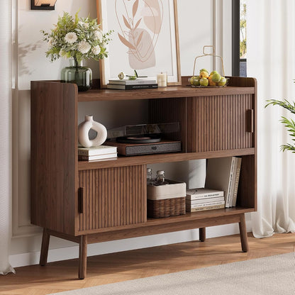 44" Buffet Sideboard Cabinet with Outlet Sliding Door, Walnut