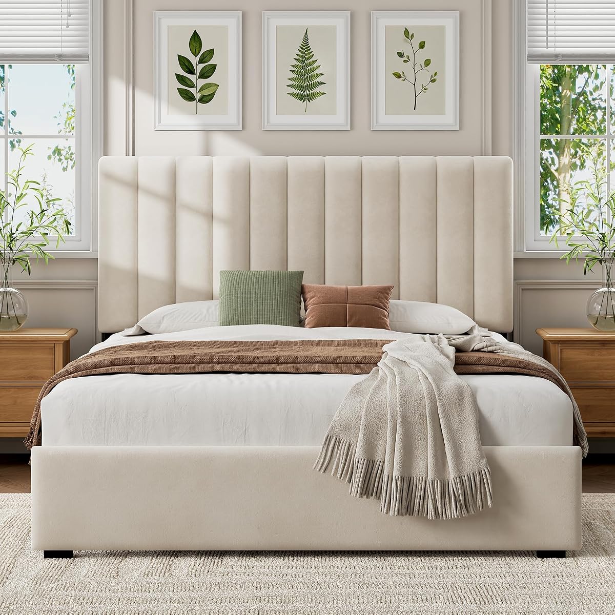 Queen Upholstered Bed Frame with Headboard