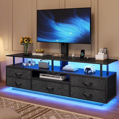 LED TV Stand with Mount for Living Room, 55, 60, 70 TV, 6 Drawers